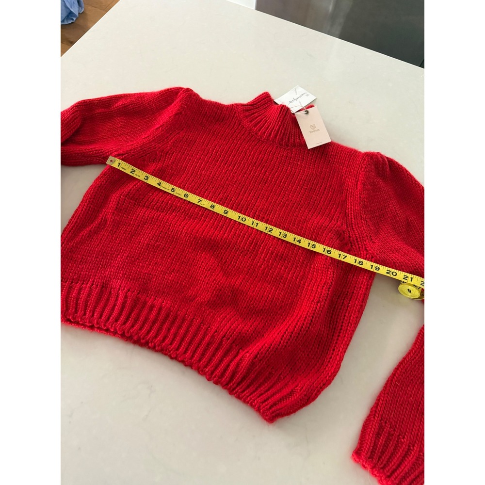 Brixton Womens Red Chunky Knit Mock Neck Puff Sleeve Sweater Small NWT - Picture 5 of 7